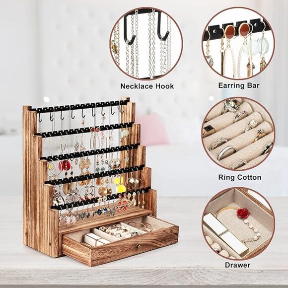 New Earring Organizer, 5 Layer Earring Holder Organizer with Metal Neckl… - Picture 12 of 13